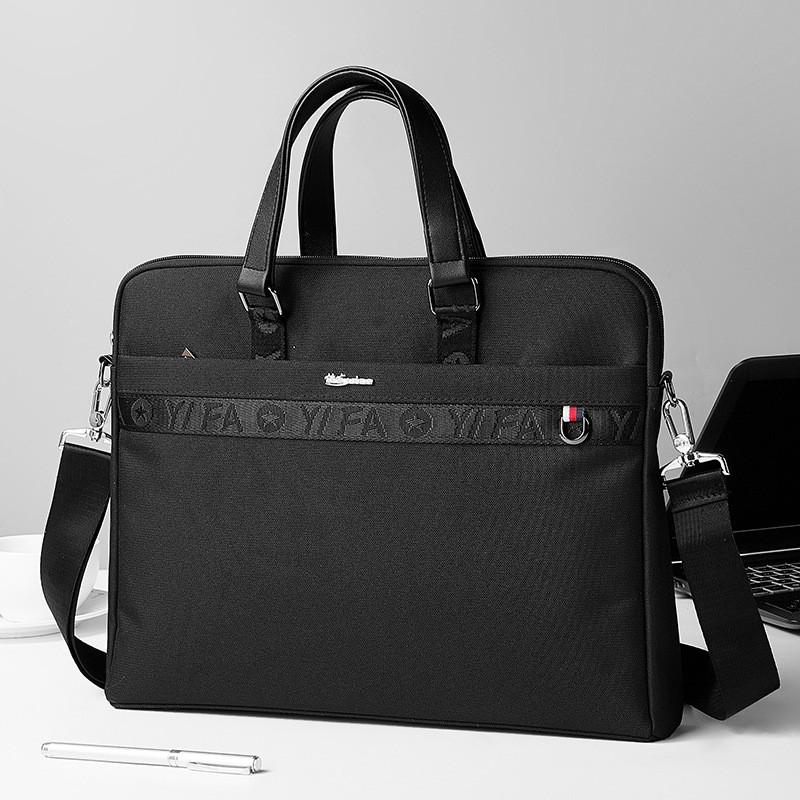 大容量公文包手提文件袋商务会议袋双层拉链文件包肩带资料袋印字