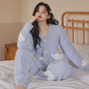 珈莹艾半边绒月子服秋冬产后加厚孕妇睡衣怀孕待产哺乳居服套装