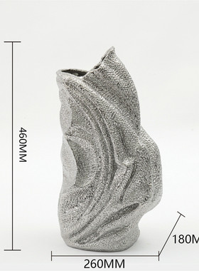 现代褶皱艺术摆件大型陶瓷插花花瓶异形客厅桌面落地装饰工艺品