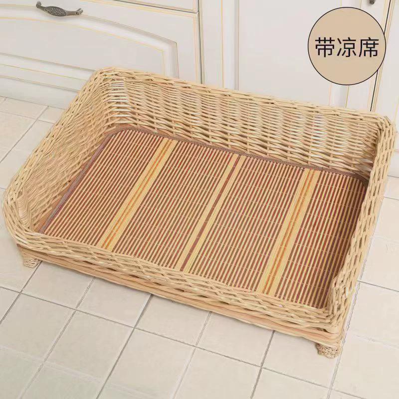 藤编狗窝夏季狗床四季通用大中产房可拆洗狗小型犬宠物窝离地防潮
