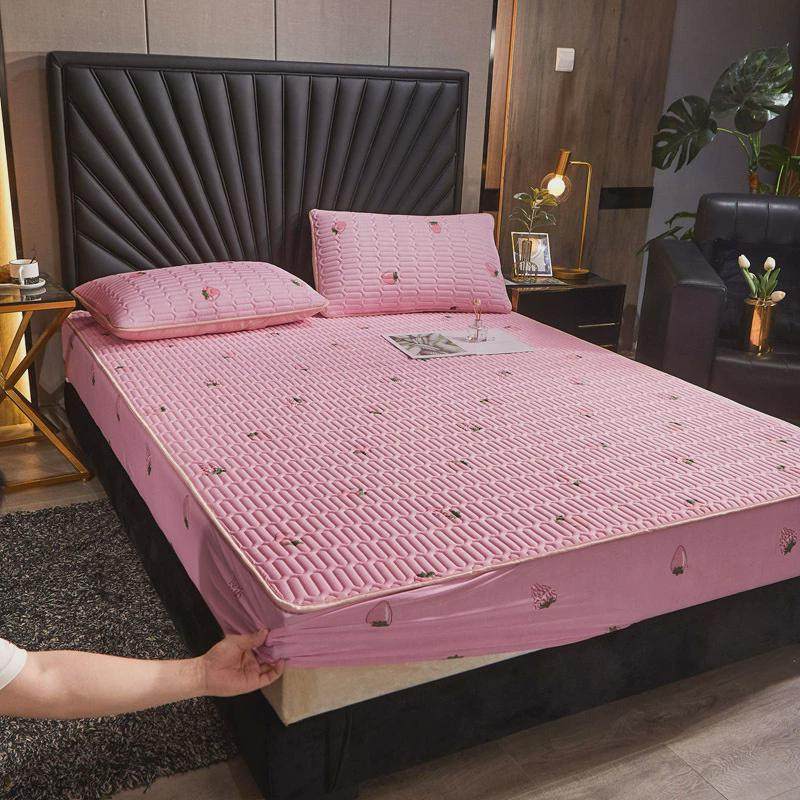 冰丝凉席床笠款乳胶软席三件套防滑固定单件床垫床罩夏季床套加厚