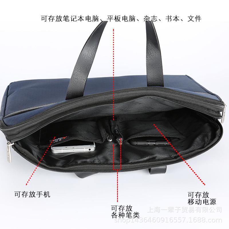 帆布手提大容量办公包男女商务会议文件袋印制817三层拉链公文包