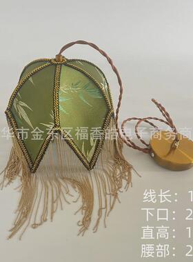 欧式复古国风绿色竹叶尖角高级灯罩diy手工民宿中式家用装饰吊灯