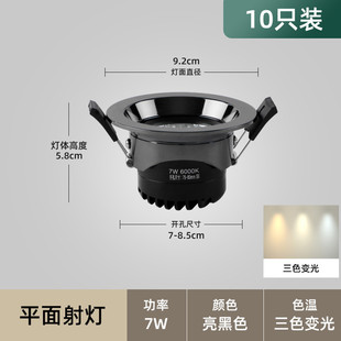 无主灯筒灯嵌入式客厅走廊光玄关吊顶防眩卧室弧面黑色天花孔灯