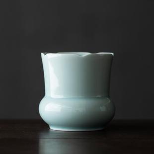 湖田窑影青水葵口建水干泡茶洗复古盂茶渣斗陶瓷功夫茶具茶道配件