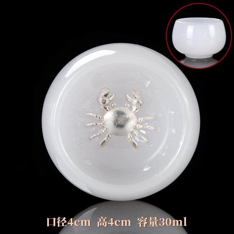 镶银饰陶瓷玉瓷茶具套装家用简约手工功夫茶杯主人杯单杯品茗杯,餐饮具,功夫茶具,淘宝优惠券,粉丝福利购,淘宝优惠卷