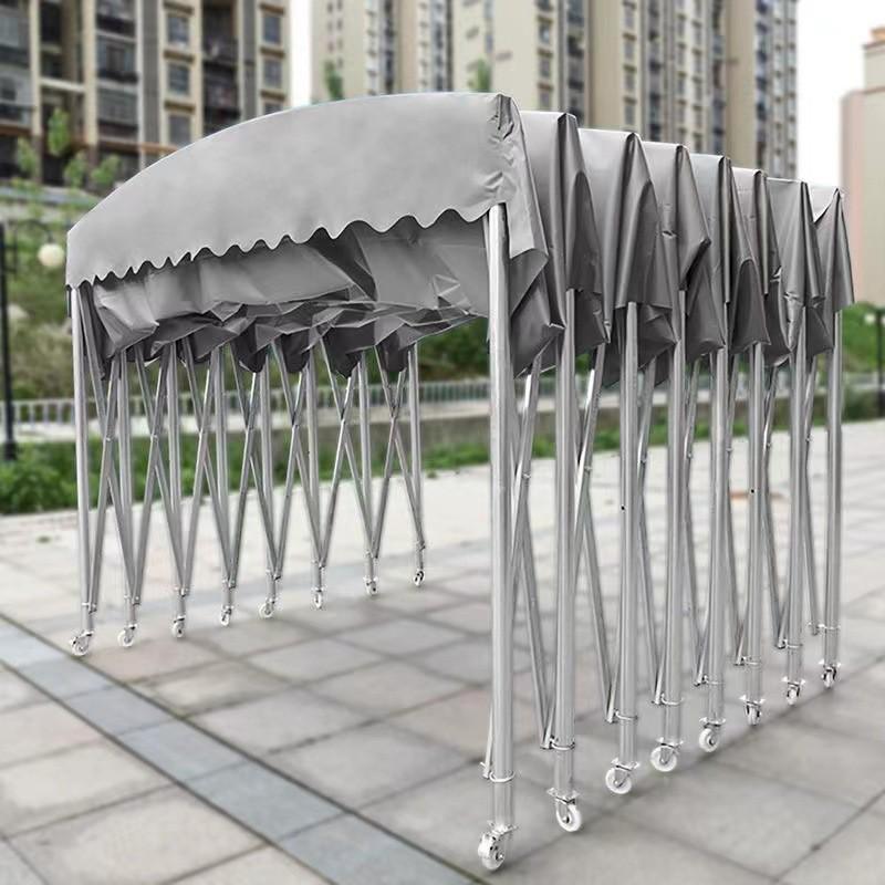 收缩移动推拉雨棚户外防雨大型棚子遮阳棚伸缩大棚排档帐篷停车棚