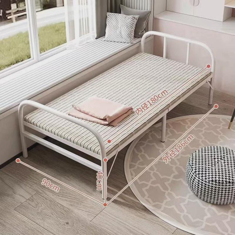 出租房床一体折叠床双人二床单人床木床1米5宽简便折叠床两折一米