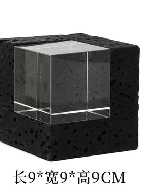 侘寂风摆件仿洞石水晶正方形摆设轻奢民宿酒店样板房博古架转饰品