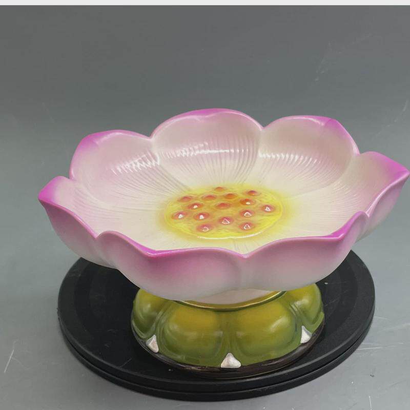 德化陶瓷莲花供盘佛前供奉荷花贡盘贡品碟水果盘果盘中式装饰