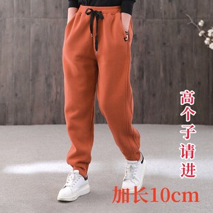 高个子加绒纯棉女加长加厚保暖宽松裤冬季休闲长腿运动裤