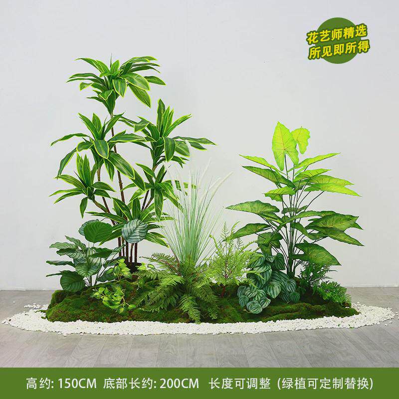 仿真绿植造景商场假花装饰景观树橱窗室内楼梯下仿生植物造景组合
