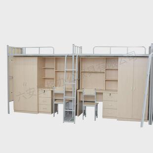 上床下桌公寓床高低床铁架床大学生员工组合宿舍铁艺加粗双层床