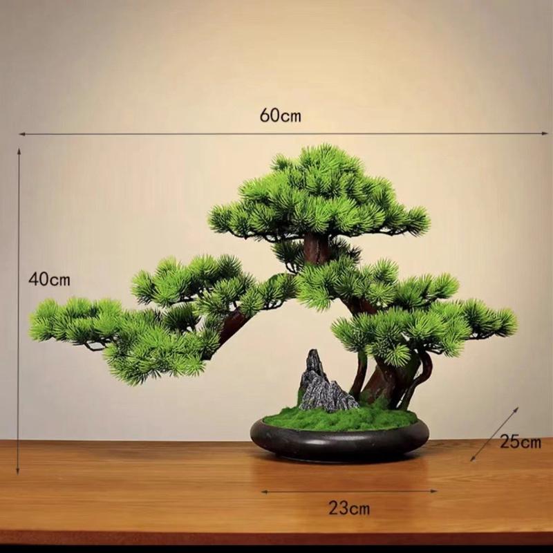 仿真迎客松盆景绿植盆栽客厅电视柜玄关办公室家居装饰新中式摆件