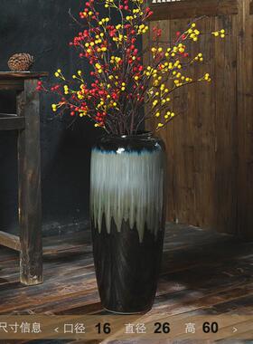 现代新中式高温落地复古陶瓷大花瓶干花插花创意家居客厅民宿装饰