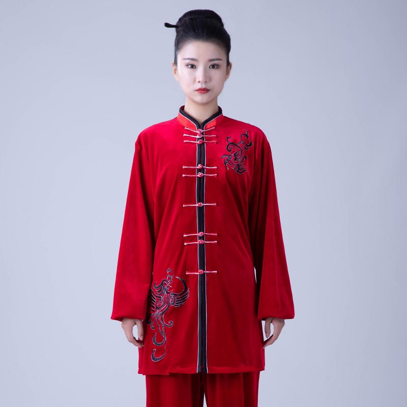 御尊武当太极服秋冬新款南韩绒武术表演服装女加厚太极拳凤仪