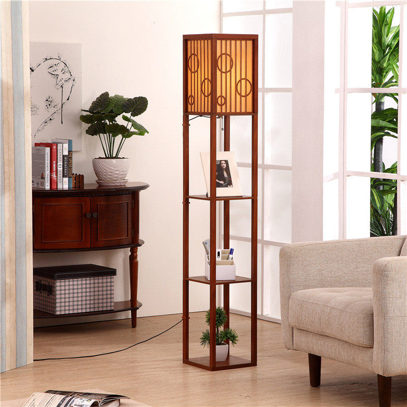 厂家直销多功能落地灯灯置物架床头灯沙发灯个性创意图案灯罩层