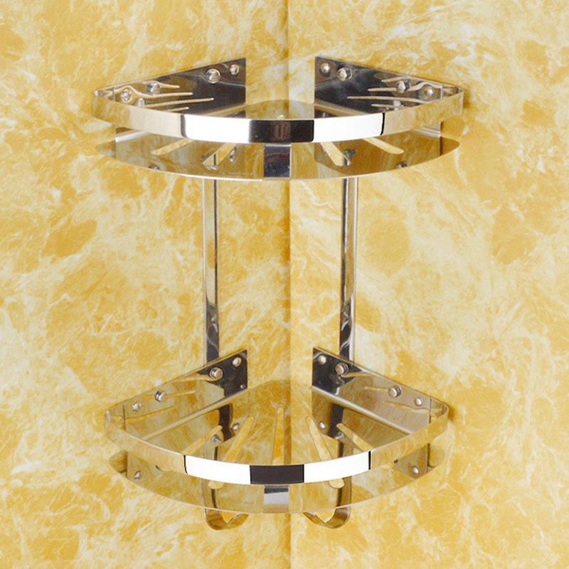 浴室销304不锈钢卫生间带钩单双层三角架置物架厂五金挂件