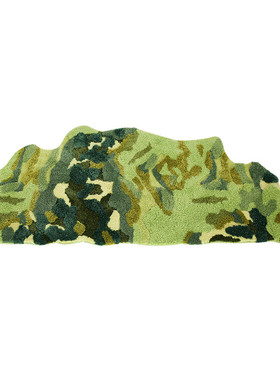 b6j1田园风现代简约绿色羊毛地毯床边地垫猫感卧室撸苔藓