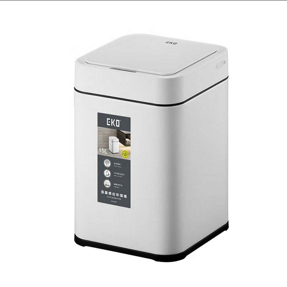 EKO9208智能感应垃圾桶客厅厨房自动开合带盖中大号白小方