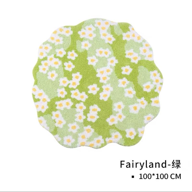 异形小花家用植绒地毯儿童房加厚毛绒防滑客厅卧室床边地垫地毯