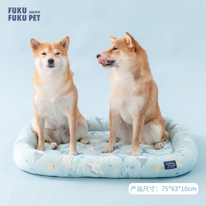 热销福福宠物凉感印花宠物垫枕季冰丝垫子狗狗窝温垫子狗降猫窝夏