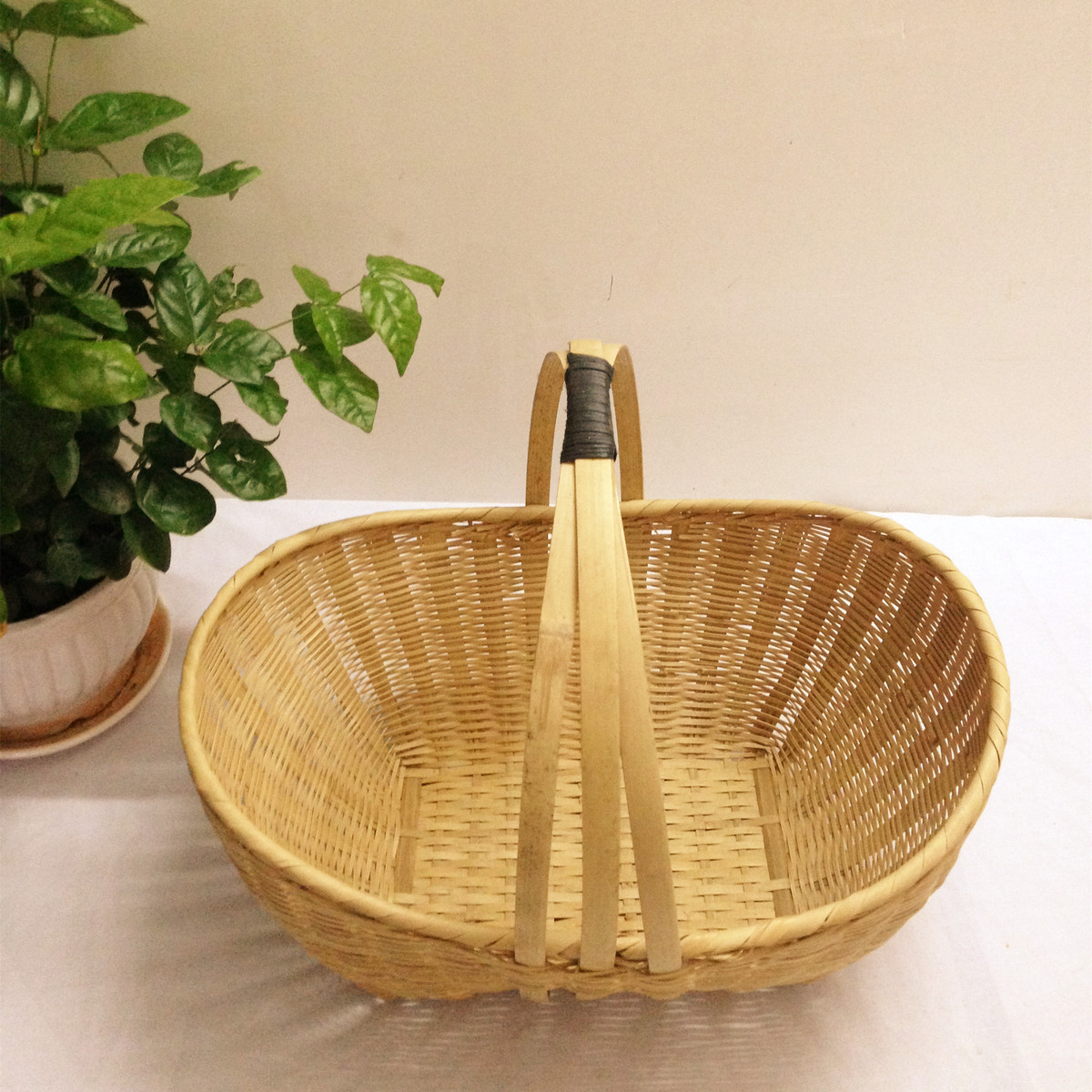 4y【天天】田园竹编非草编藤编柳编鸡蛋篮购物篮菜篮果篮收纳蓝