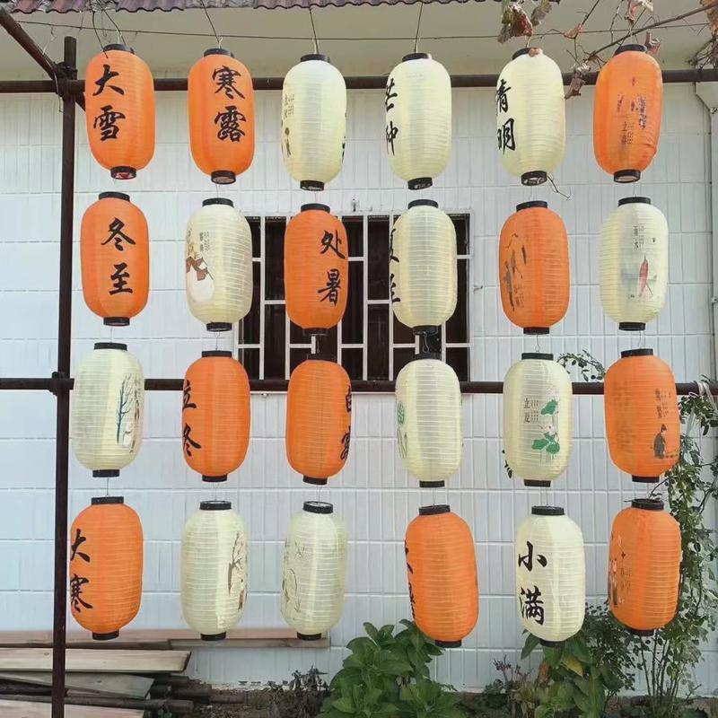 中式24节气茶楼连串灯笼民宿户外防水古风市集装饰发光国风灯笼墙