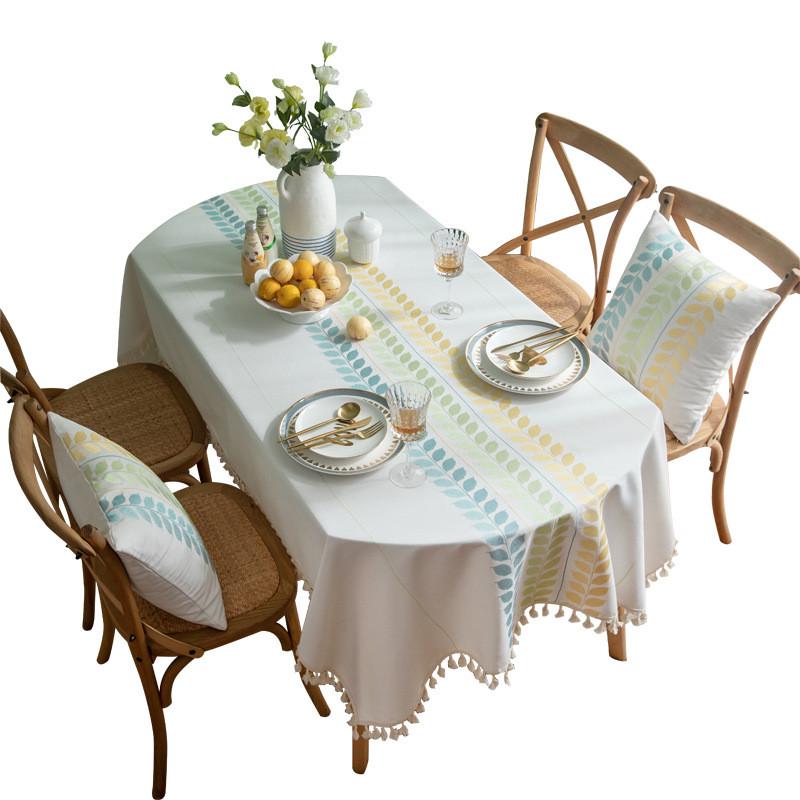 热销长椭圆形餐桌桌布现代简约家用棉麻小清新台布北欧ins风茶几