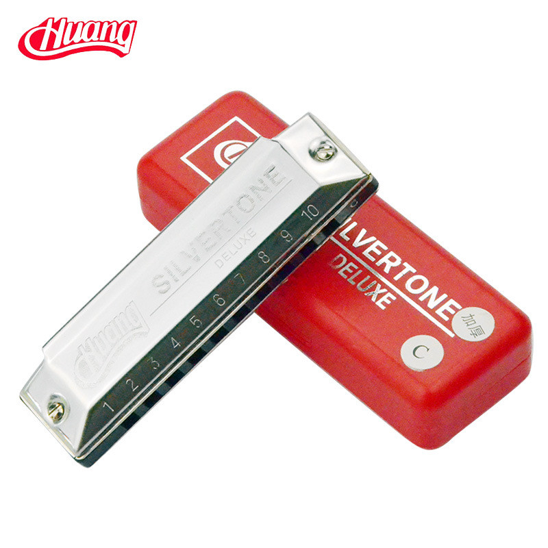 huang黄牌十孔布鲁斯口琴演奏乐器103款银色适合初学者乐器