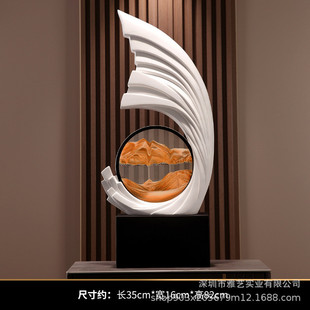 风生水起流沙画现代轻奢玄关摆件客厅大办公室进门入户高级感装饰