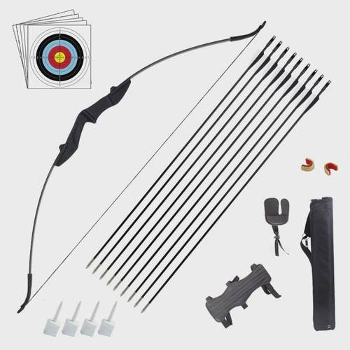 逐日反曲弓套装配箭支护指护臂靶纸靶钉玻纤箭户外景区箭馆射箭