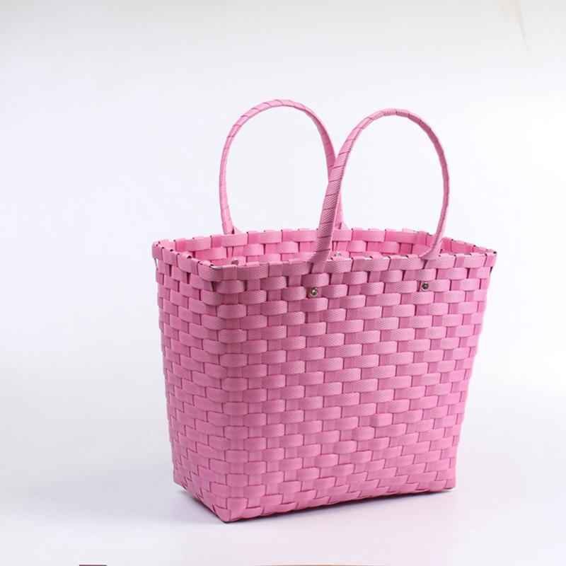 q683纯色篮子新款手工编织购物篮洗澡篮菜篮手提直销鸡蛋时尚