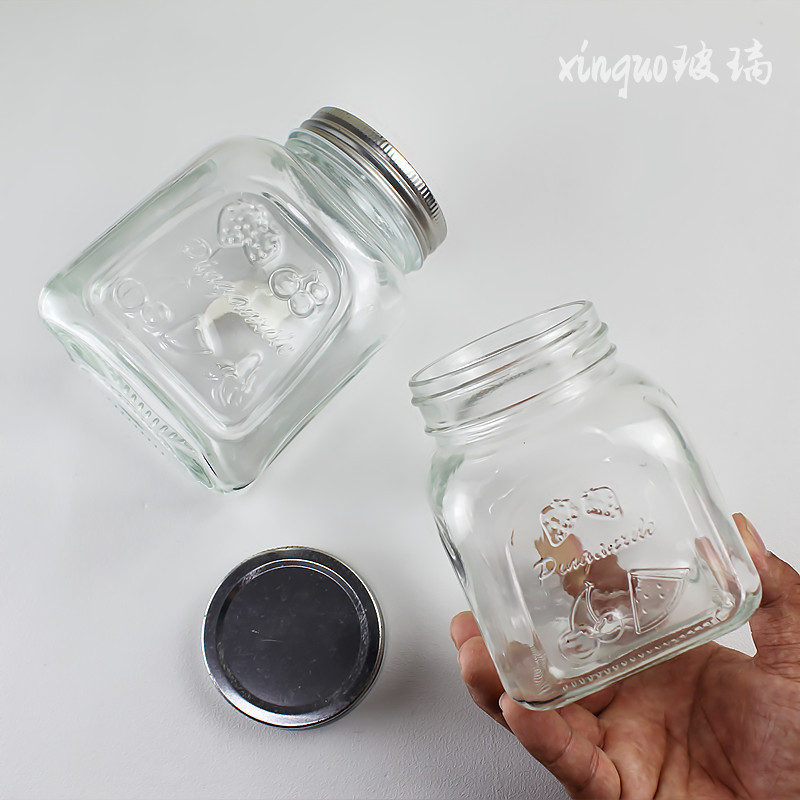 新款玻璃罐头瓶酱菜瓶圆形蜂蜜瓶透明玻璃密封罐头瓶果酱瓶密封罐