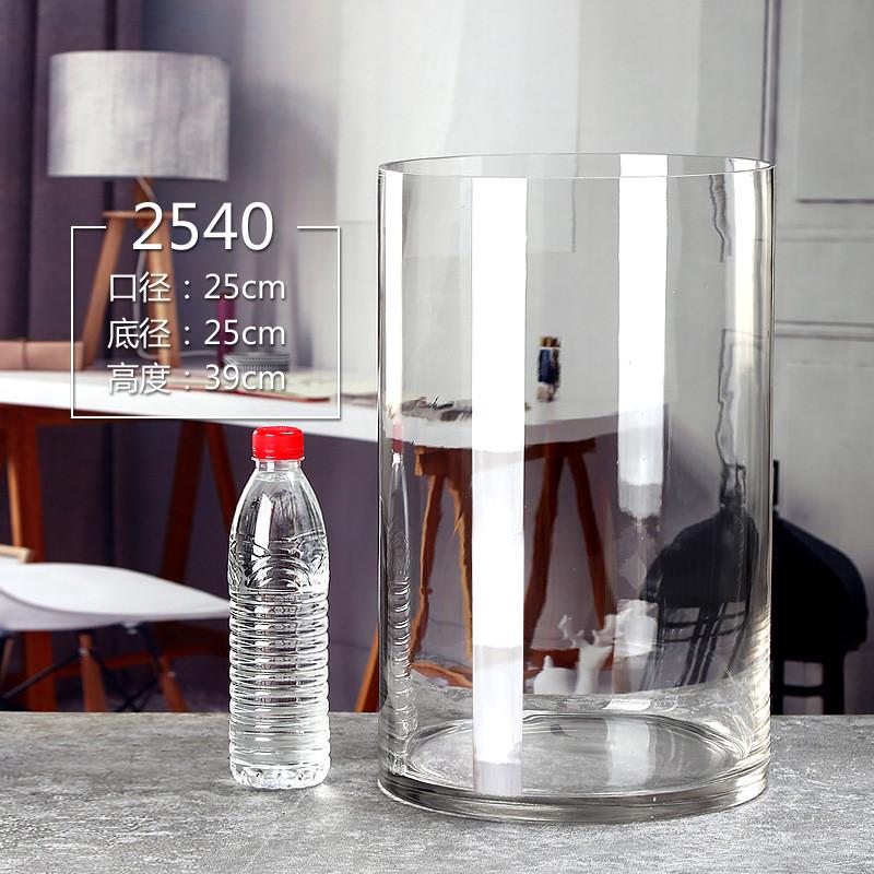 办公室玻璃直筒圆鱼缸圆柱形透明金鱼斗鱼客厅加厚桌面孔雀缸家用