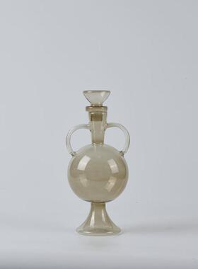 北欧简约创意手把银色透明玻璃壶酒店样板间摆放装饰壶酒具醒酒器