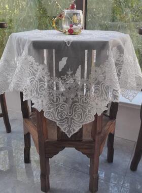 9WOR新款欧式蕾丝绣花圆桌白色正方形桌布空调防尘盖巾电视防尘布