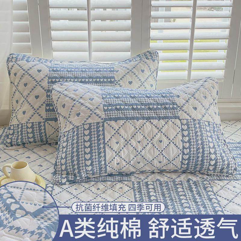 2tcu夹棉加厚枕头套小清新情侣家用枕套一对装双人枕芯内胆套