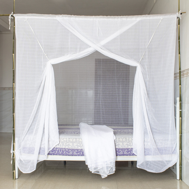 29n棉纱传统老式蚊帐家用加密加厚农村穿杆学生子款1.5m2米系绳宿