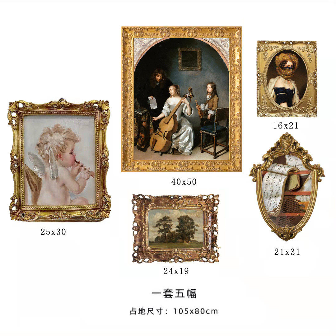 轻奢客厅装饰画客厅组合画欧式挂画复古壁画小众别墅画创意摆台画