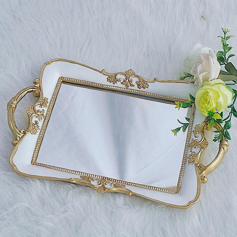 首饰盘托盘复古玻璃镜面托盘饰品珠宝展示拍摄道具摆件收纳ins风