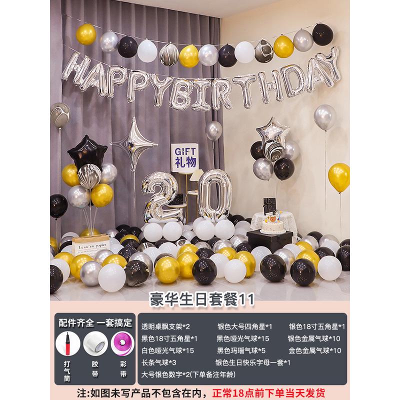 网红男孩女孩生日快乐装饰品场景布置18岁10岁派对背景墙气球用品
