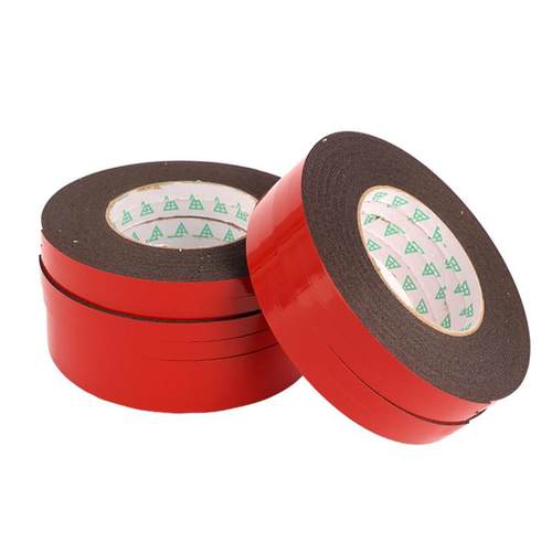 红膜黑色泡棉pe双面泡沫海绵强粘胶带铭牌门窗金属粘接双面胶