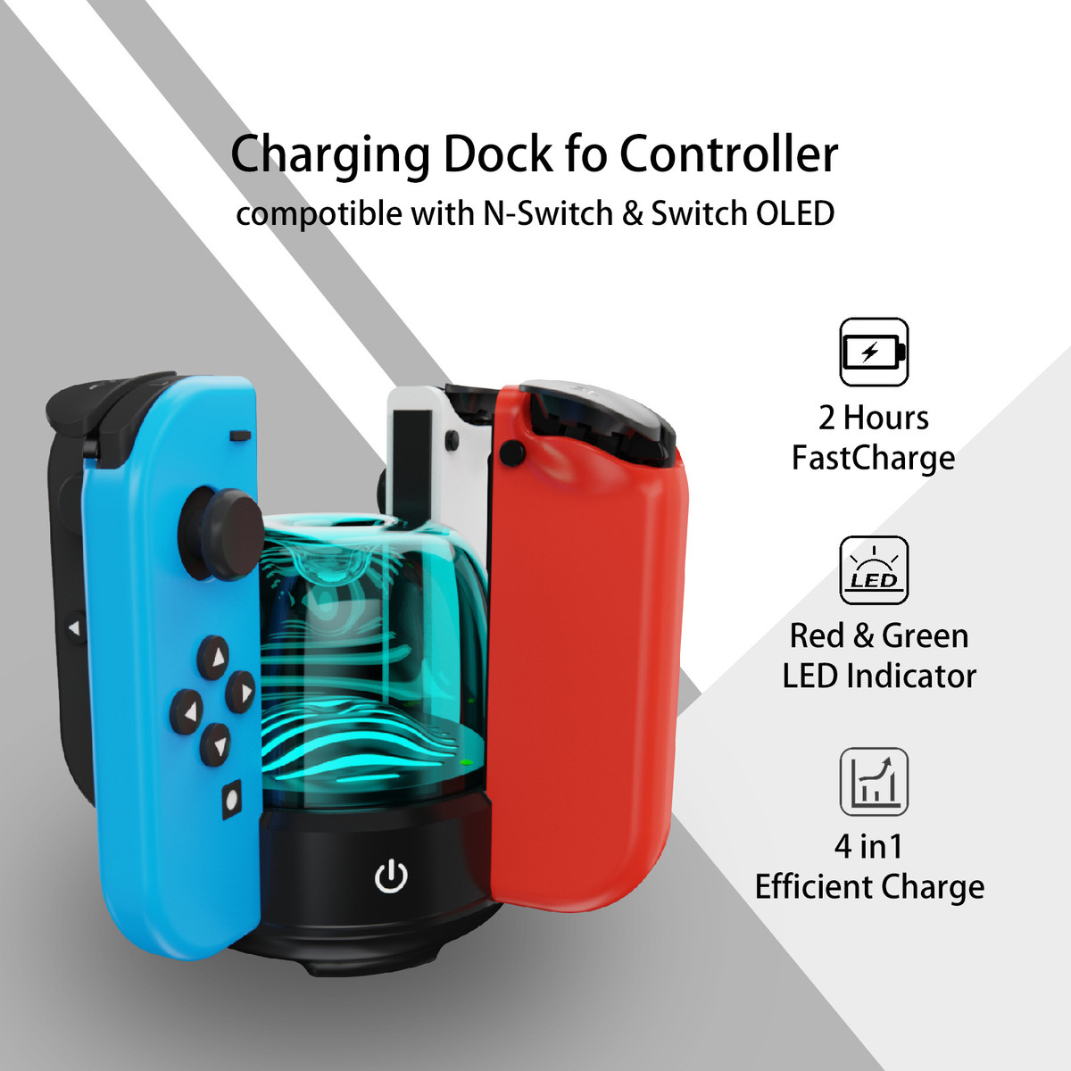 Switch小手柄圆形炫影四充游戏joycon小手柄RGB七色四充