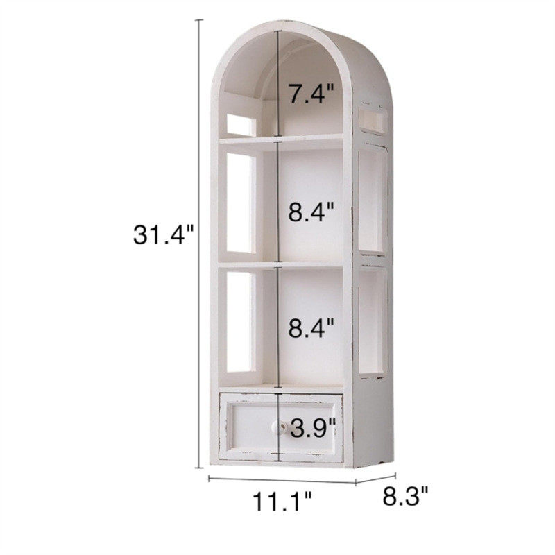 木制置物架三层拱形浴室挂架储物架客厅装饰展示架橱柜实木收纳架