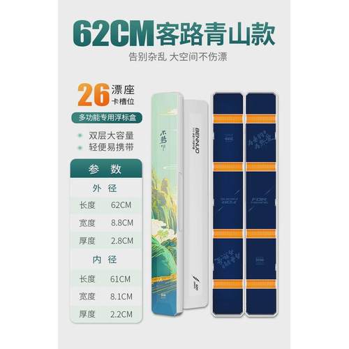 本诺鱼漂盒大容量加宽多功能收纳盒浮标盒套装大号鱼漂专用三合一