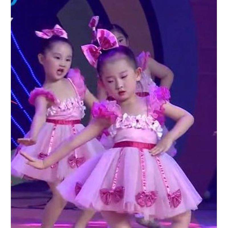 儿童舞蹈蓬蓬连衣纱裙幼儿园可爱粉裙唱表演服,童装/婴儿装/亲子装,儿童演出服,淘宝优惠券,粉丝福利购,淘宝优惠卷