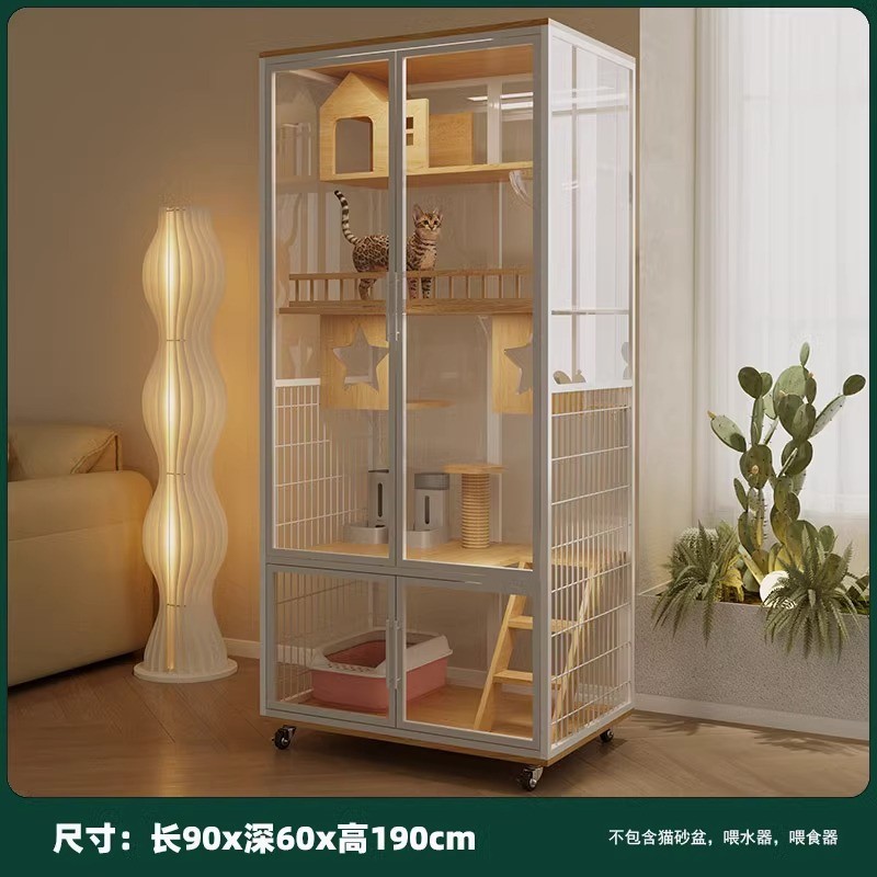 豪华猫笼子家用超大猫别墅玻璃全景空间自由猫窝室内猫屋猫舍批发