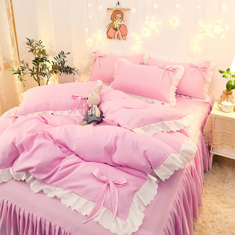 床单被套三件套床裙款四件套床上用品网红磨毛韩版双人床ins