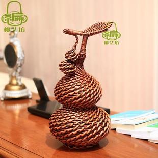 葫芦摆件福禄藤编柳编手工编织特色工艺品家居饰品创意礼品小新款